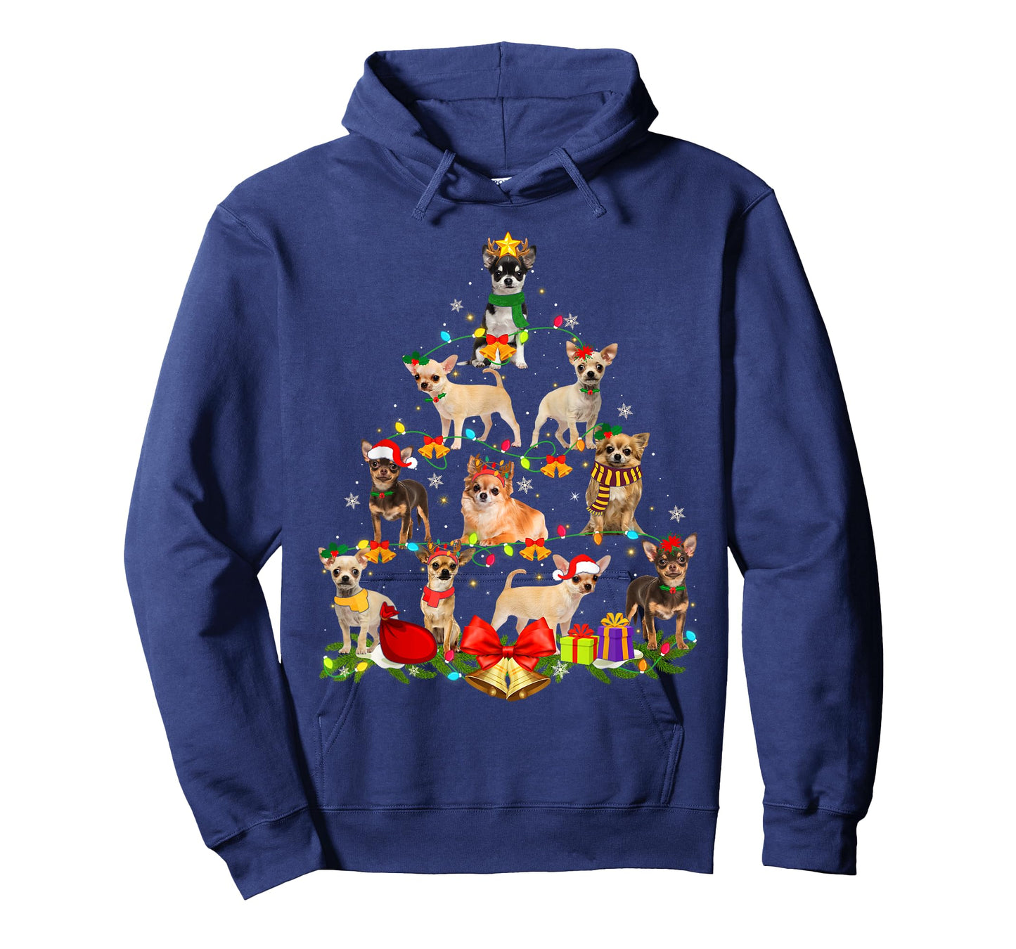 Dog Lover Chihuahua Tree Christmas Light Xmas Pajama T-Shirt for Men Women Kids