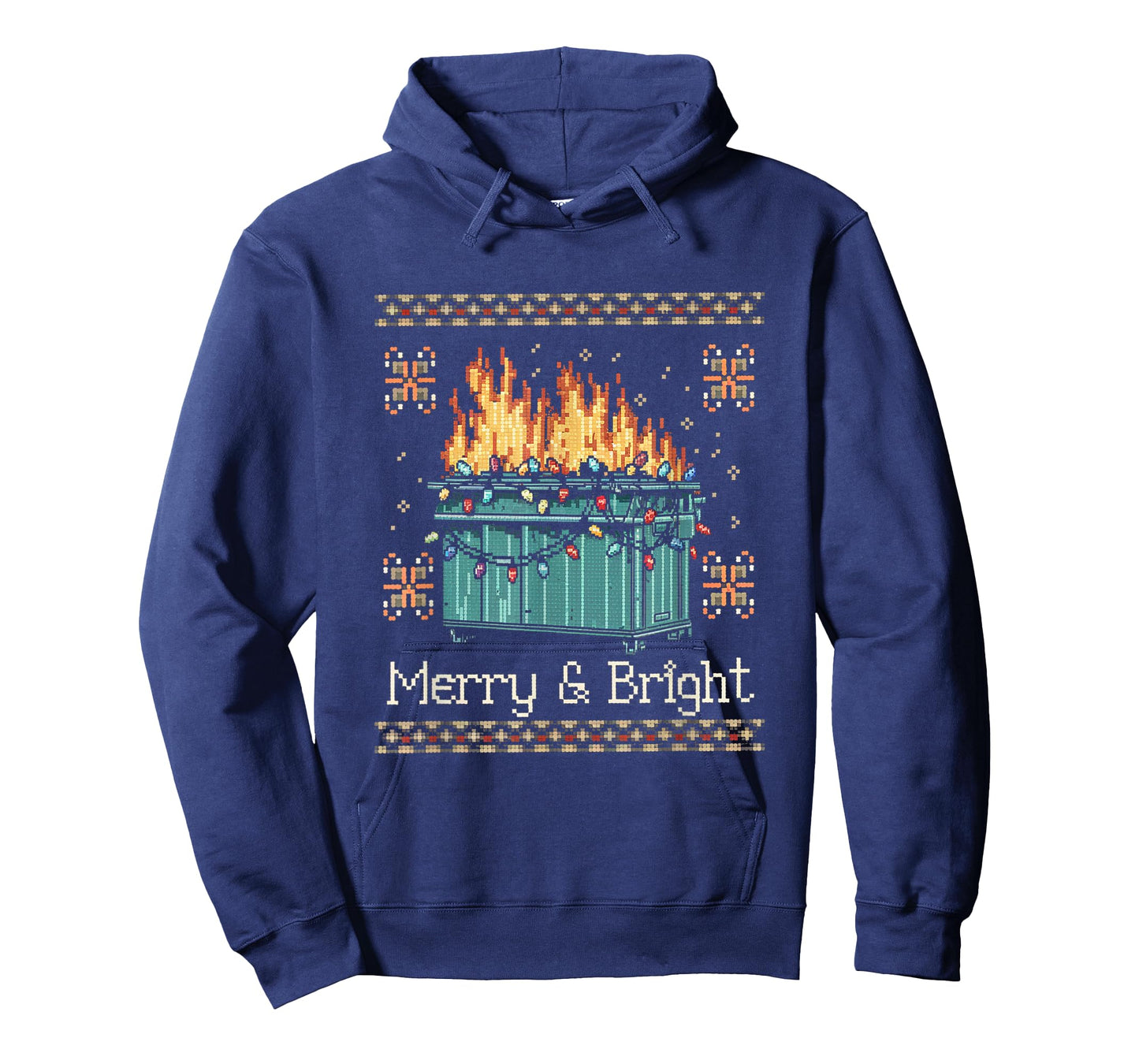Ugly Christmas Sweater Dumpster Fire - Merry and Bright T-Shirt