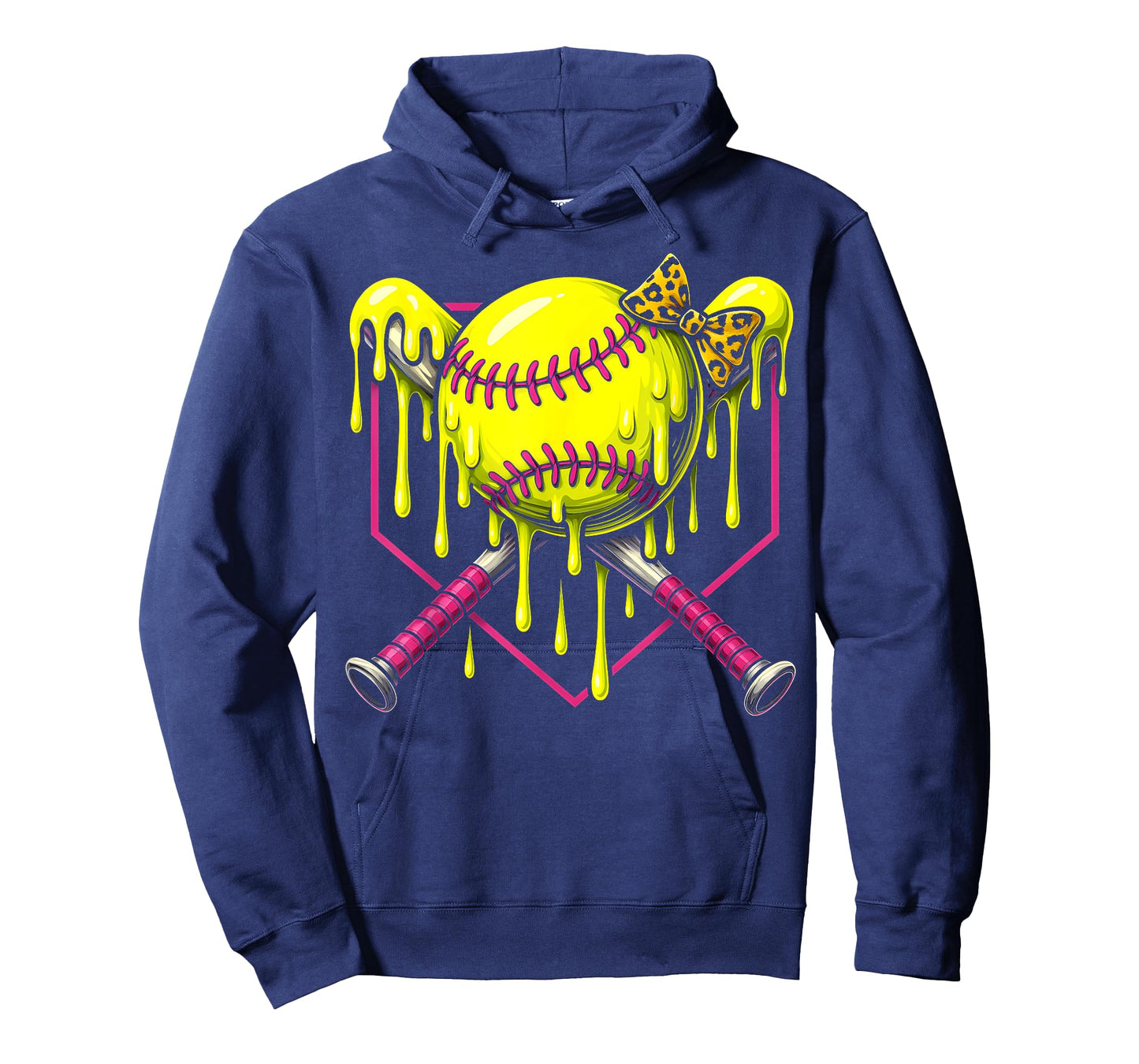 Softball Drip Girls Ice Cream Drip Youth Softball Girl Bow T-Shirt