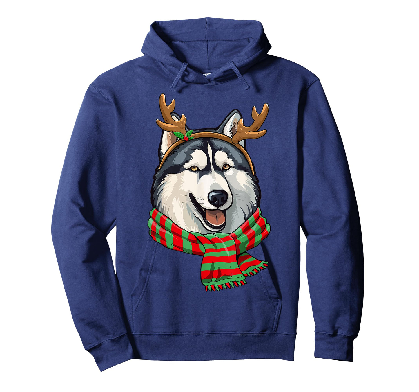 Siberian Husky Dog Christmas Reindeer Santa Hat Funny Xmas T-Shirt for Men Women Kids