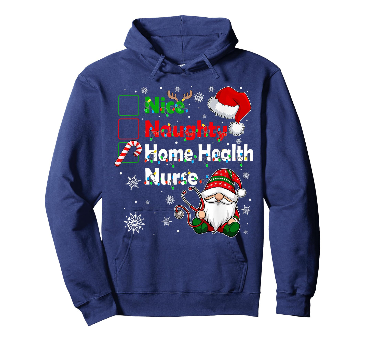Nice Naughty Home Health Nurse Christmas Gnome Family Group T-Shirt