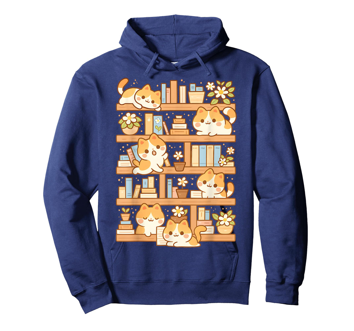 Kawaii Bookshelf Cat Readers Bookworms Librarian Books Lover T-Shirt