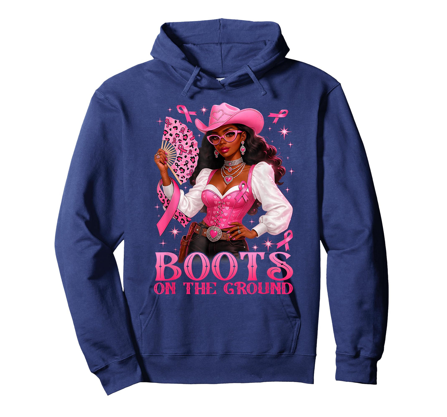 Boots On The Ground Pink Cowgirl Breast Cancer Western Women T-Shirt