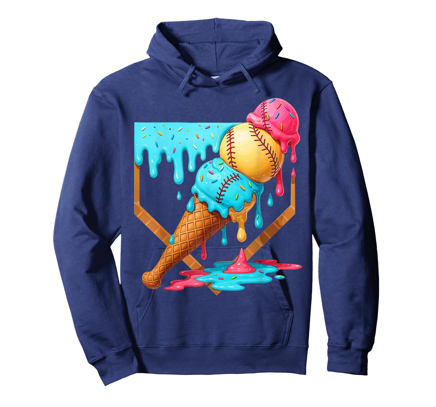 Baseball Ice Cream Dripping Funny Baseball Men Kids Boys T-Shirt