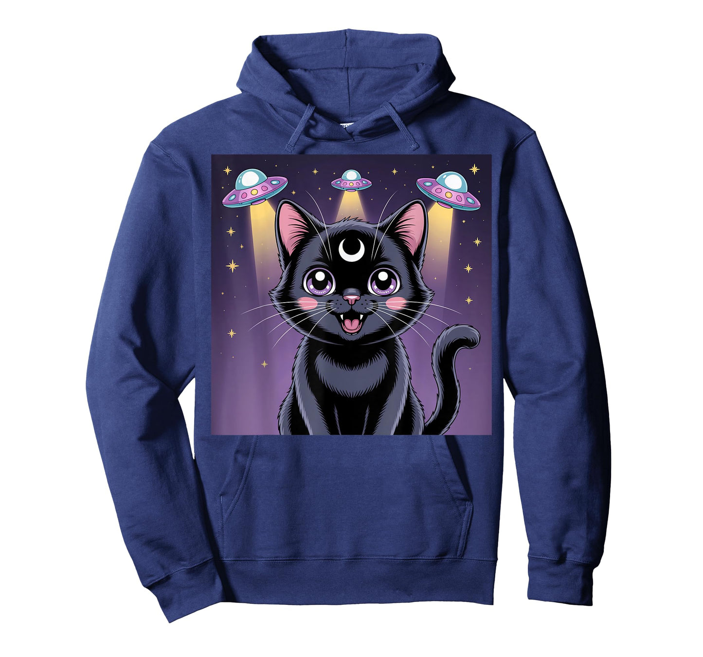 Black Cat Alien UFOs Cute Kawaii Goth Girl Clothes Pink Goth T-Shirt