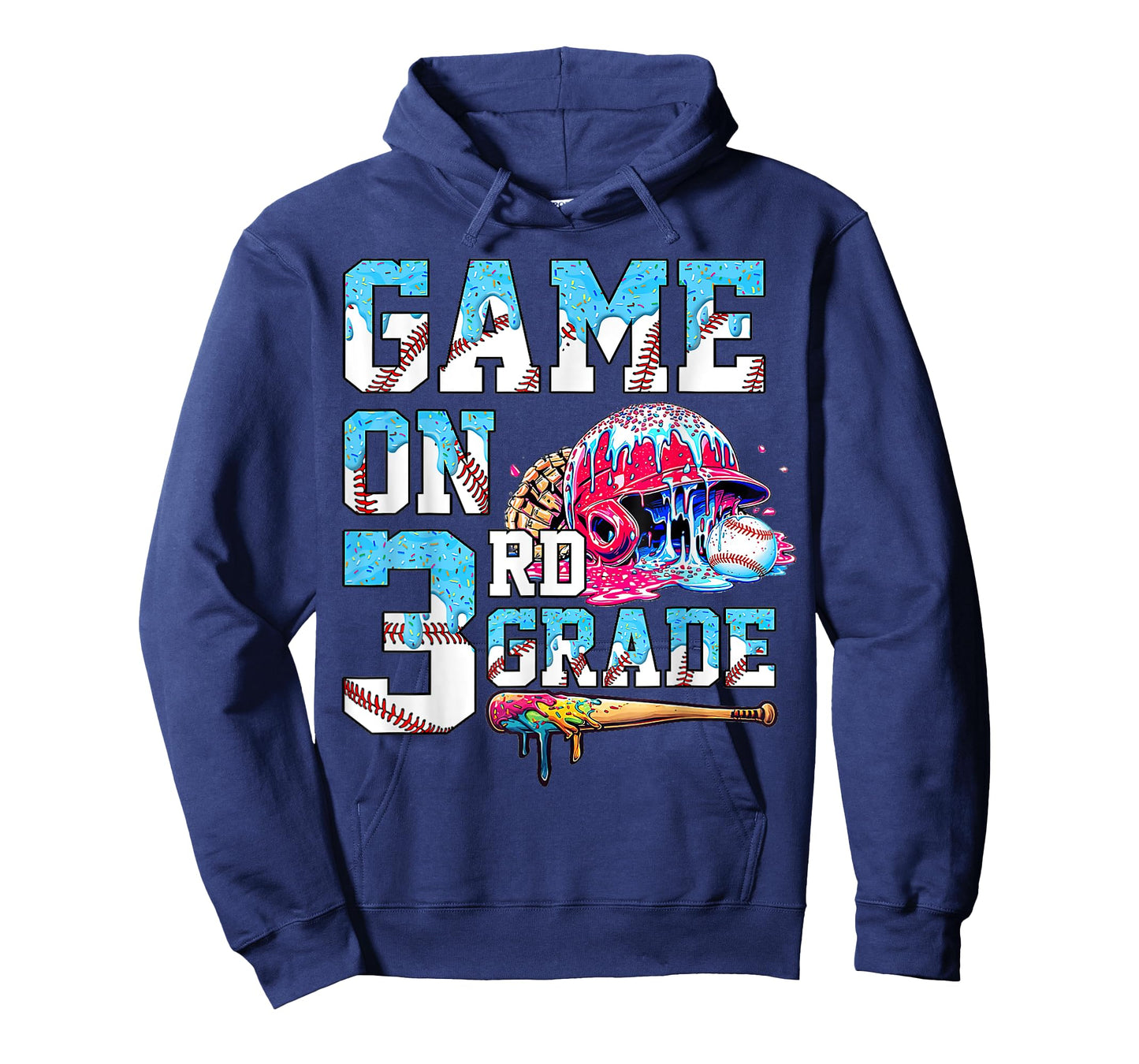 3rd Grade Back to School Baseball Drip Ice Cream Game On T-Shirt