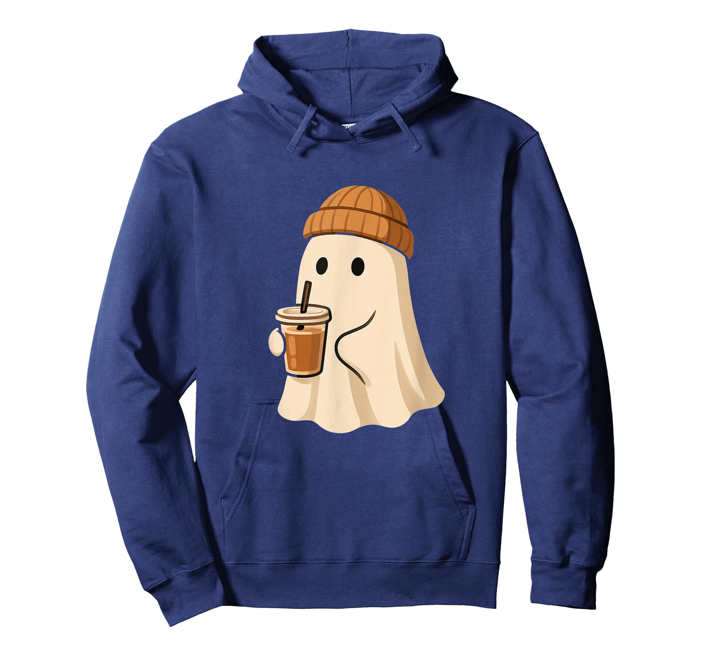 Ghost with Beanie Coffee Cup Minimal Cozy Spooky Autumn T-Shirt