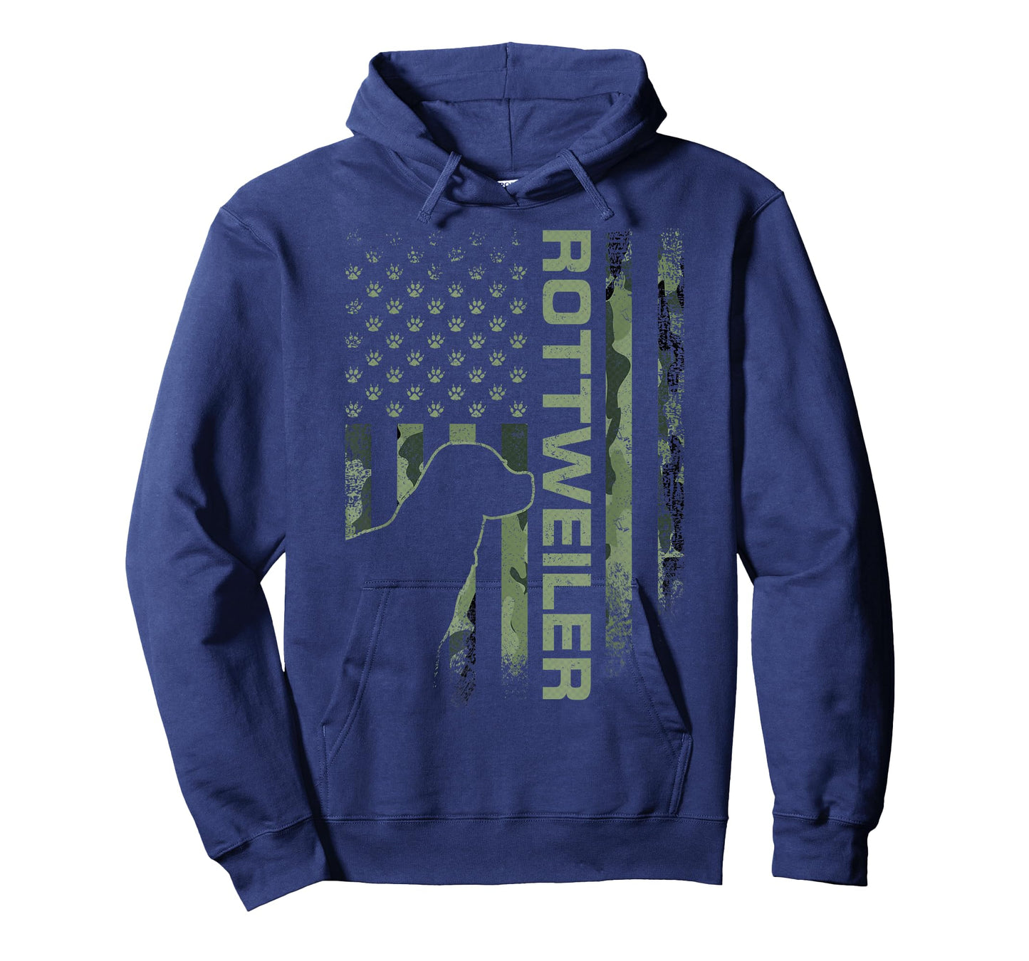 Vintage USA American Camo Flag Rottweiler Rottie Silhouette T-Shirt