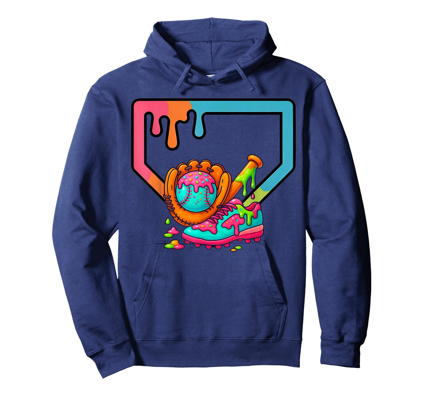 Baseball Home Plate Dripping Ice Cream Drip Youth Boys T-Shirt