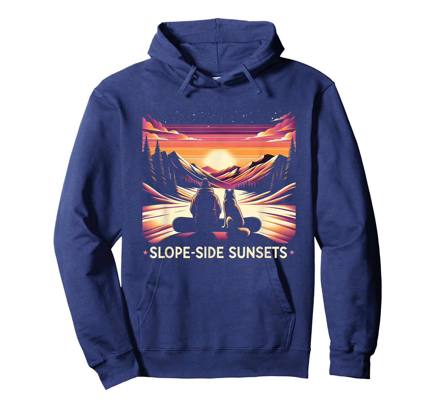 Slope-side Sunsets - Tranquil Snowboarding Dog Tee T-Shirt