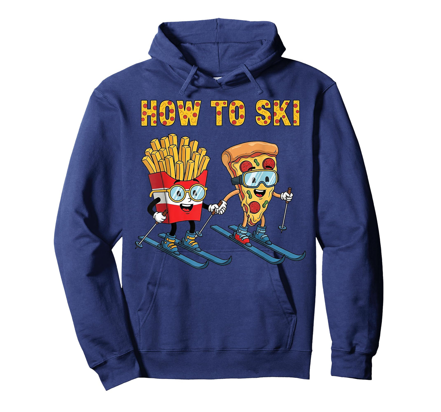 How to Ski Funny Pizza French Fries Skiing Boys Girls Kids T-Shirt