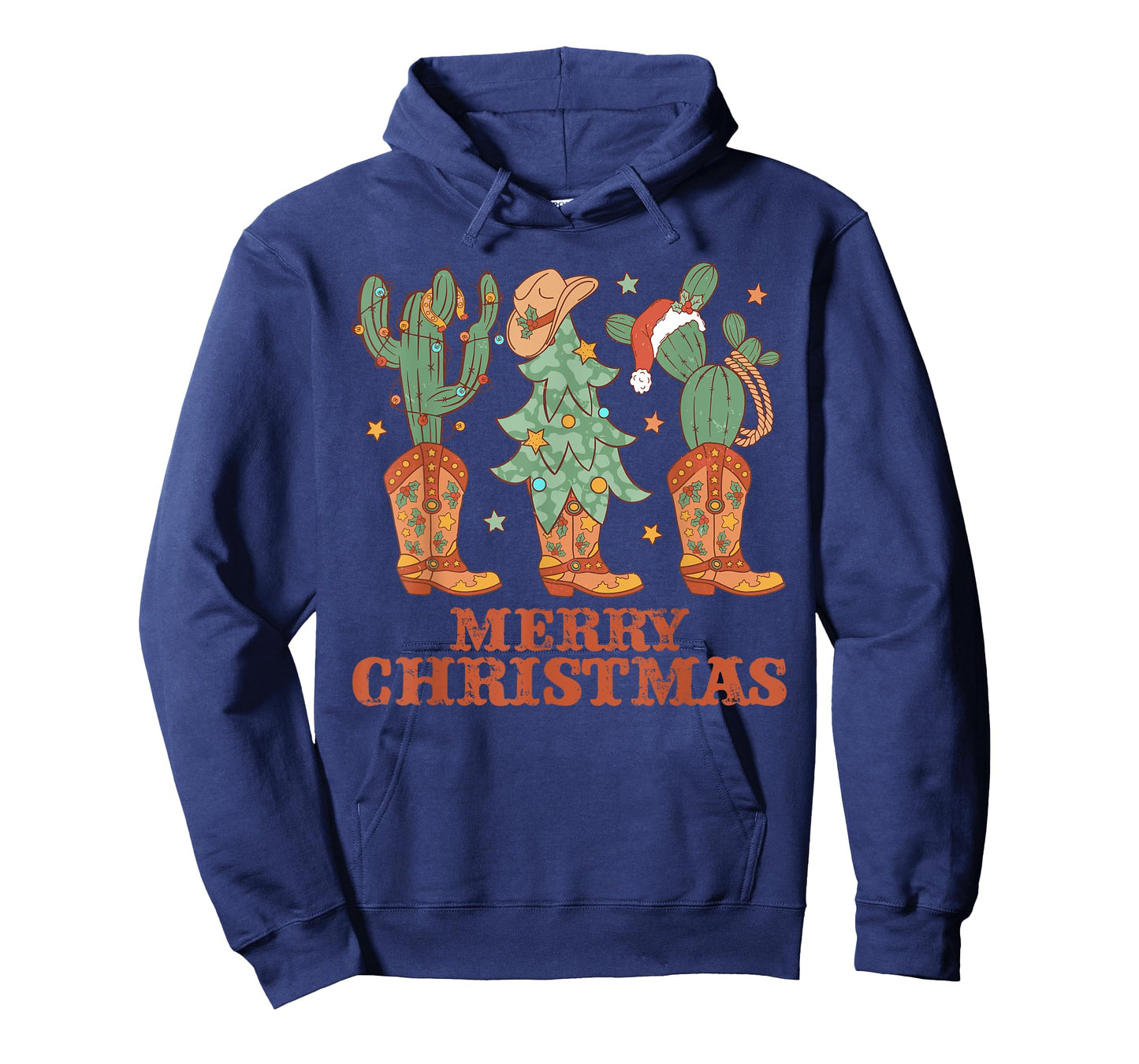 Cowboy Boots Christmas Tree Lights Western Merry Christmas T-Shirt