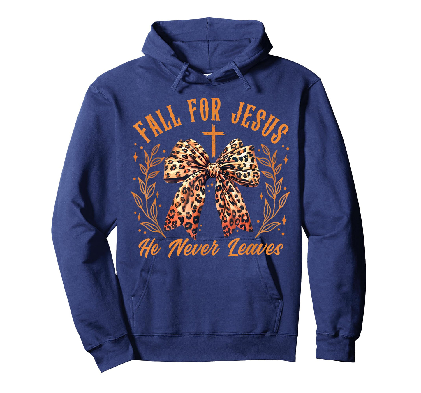 Fall For Jesus He Never Leaves Coquette Bow Leopard Autumn T-Shirt