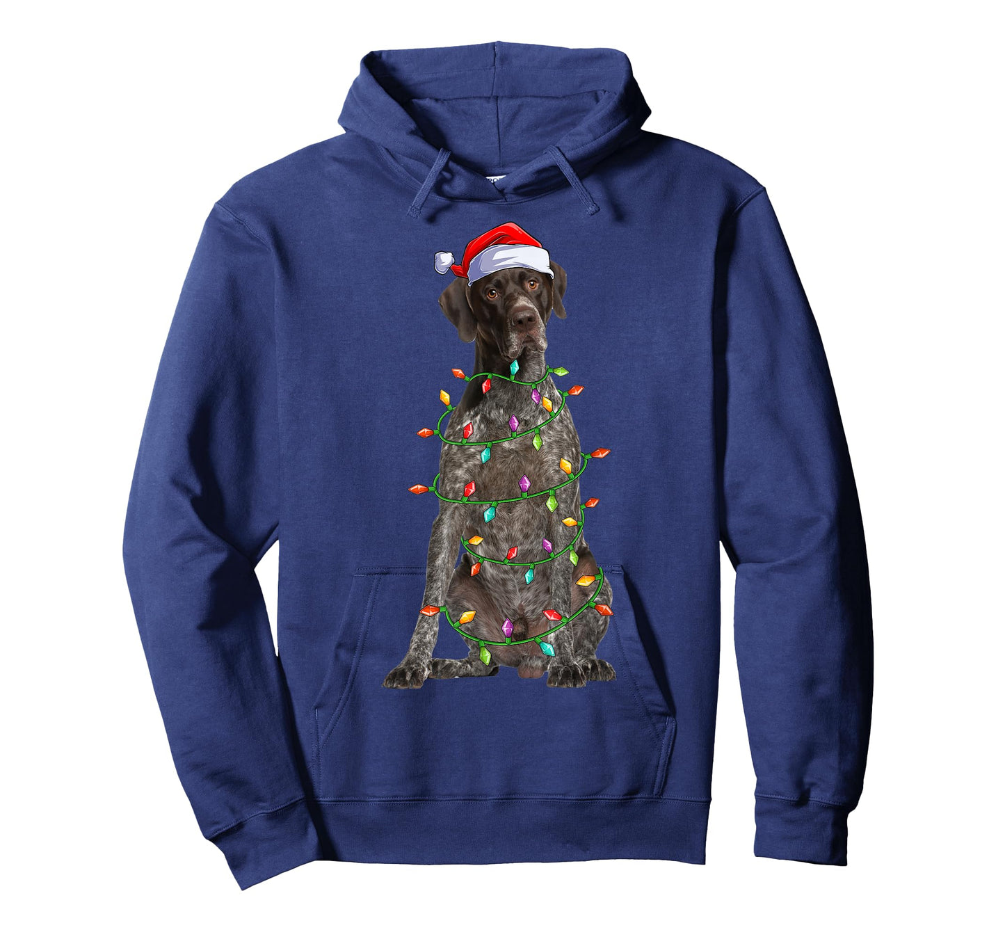 Xmas Lights Santa German Shorthaired Pointer Dog Christmas T-Shirt