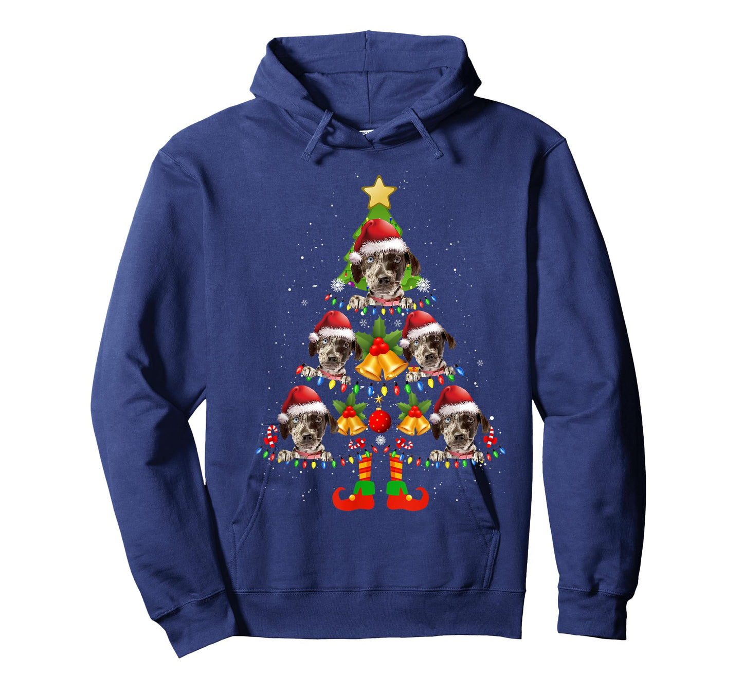 Funny Catahoula Leopard Christmas Lights Tree Dog Lover Xmas T-Shirt