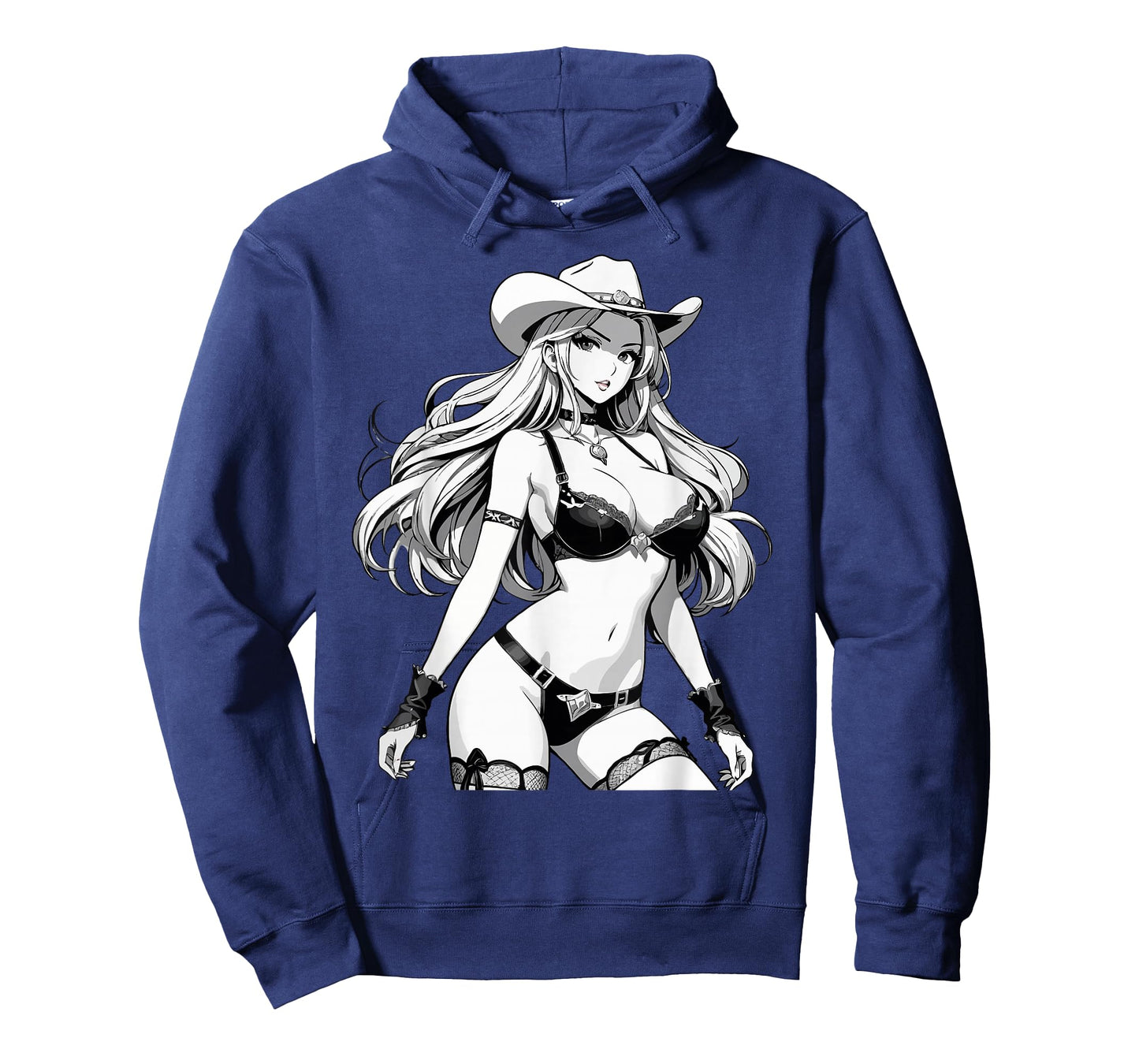 Sexy Waifu Anime Cowgirl Japanese in Black and White Art T-Shirt