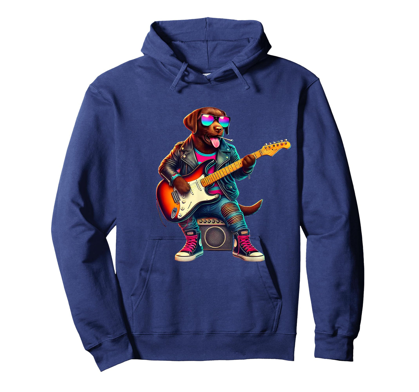 Chocolate Lab Electric Guitar Funny Dog Rock Band Musician T-Shirt for Men Women Kids