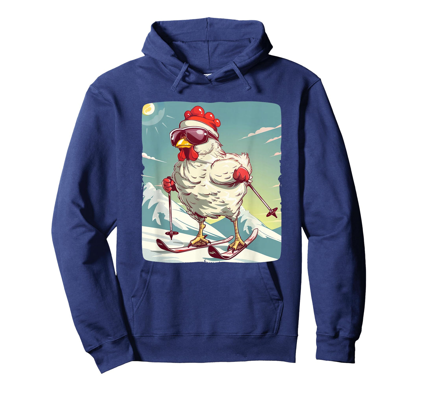 Funny Winter Chicken with Cross-country skiing Shoes Outfit T-Shirt