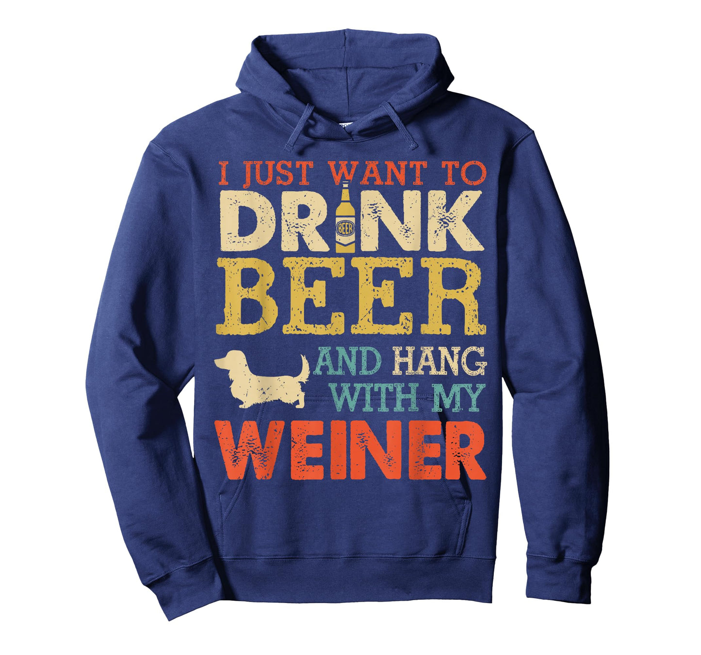 Weiner Dachshund Dad Drink Beer Hang with Dog Funny Vintage T-Shirt