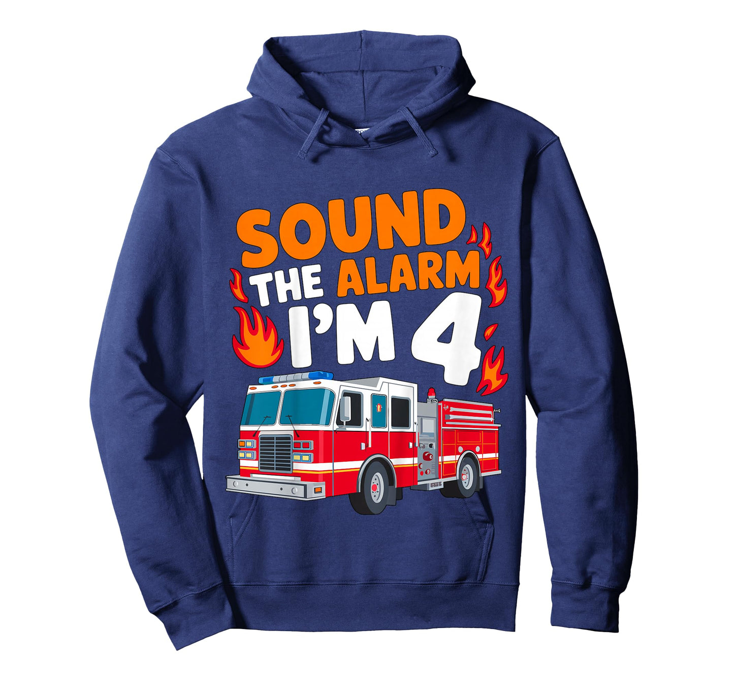 Kids Sound The Alarm I'm 4 Years Old 4th Birthday Firefighter T-Shirt