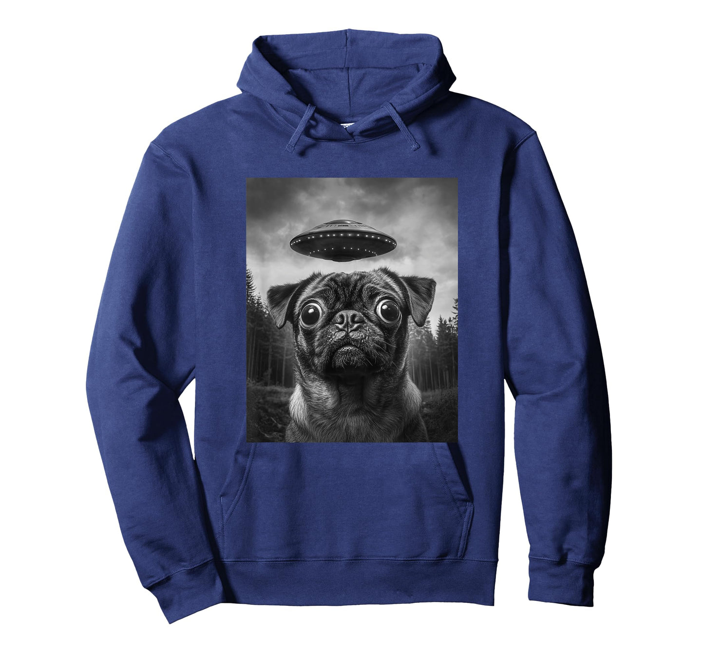 Funny Alien Pug Selfie with UFO T-Shirt