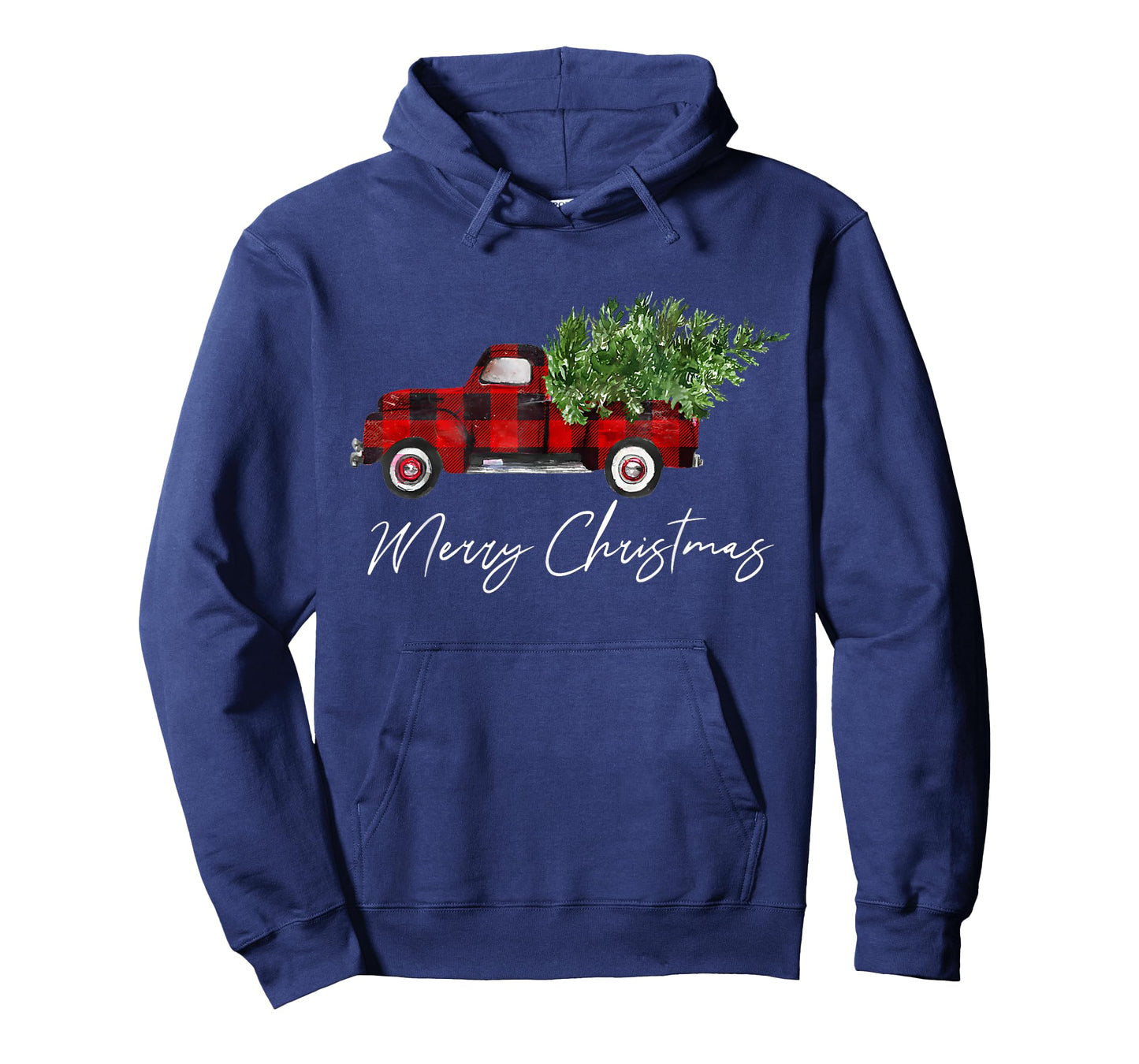 Red Buffalo Plaid Pickup Truck with Tree Merry Christmas T-Shirt