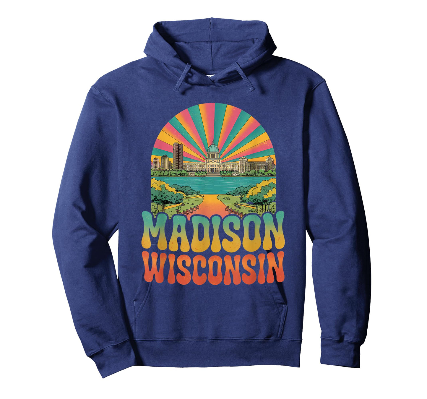 Vintage Madison Wisconsin Sunset Skyline Cityscape Retro T-Shirt