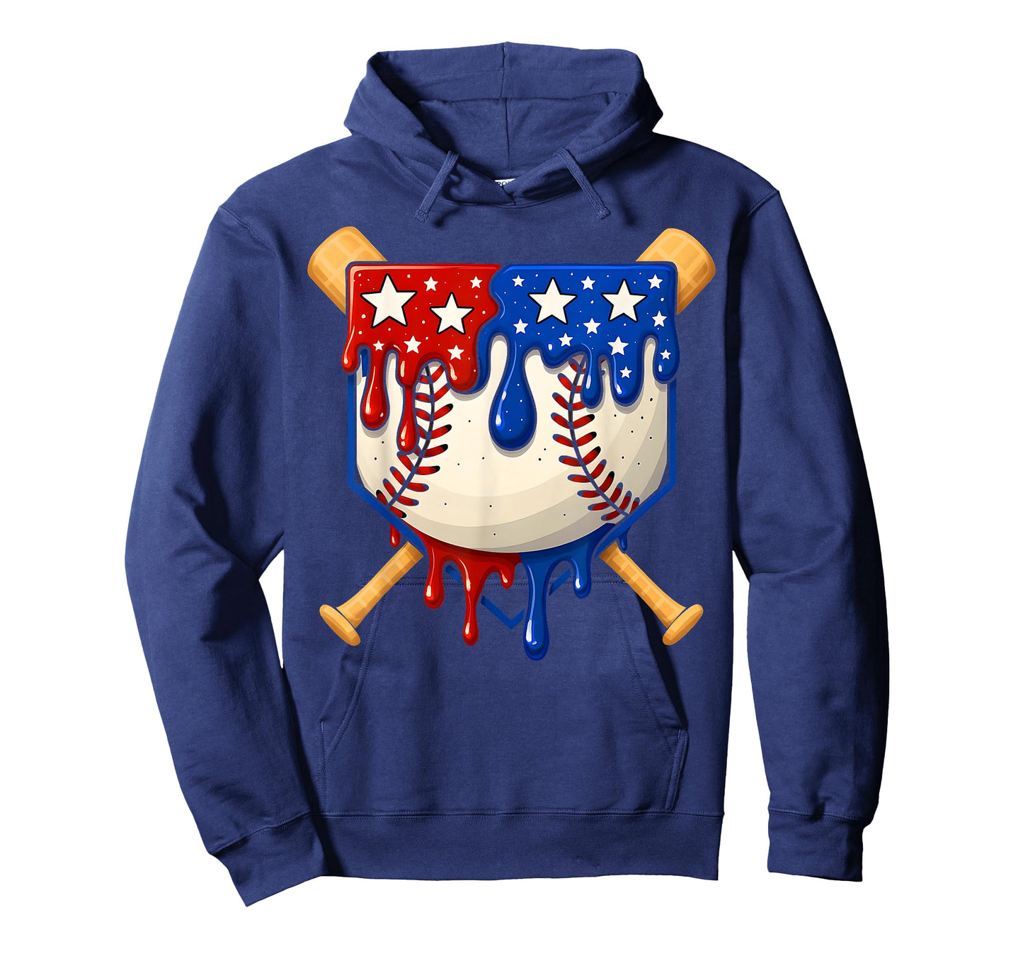 Baseball Drip American Flag Home Plate 4th Of July Patriotic T-Shirt