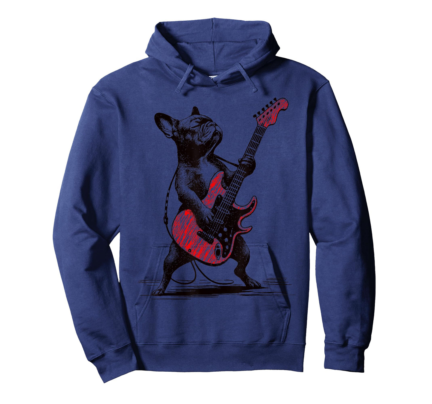 Vintage Rocker French Bulldog Guitar Funny Dog Rock Music T-Shirt