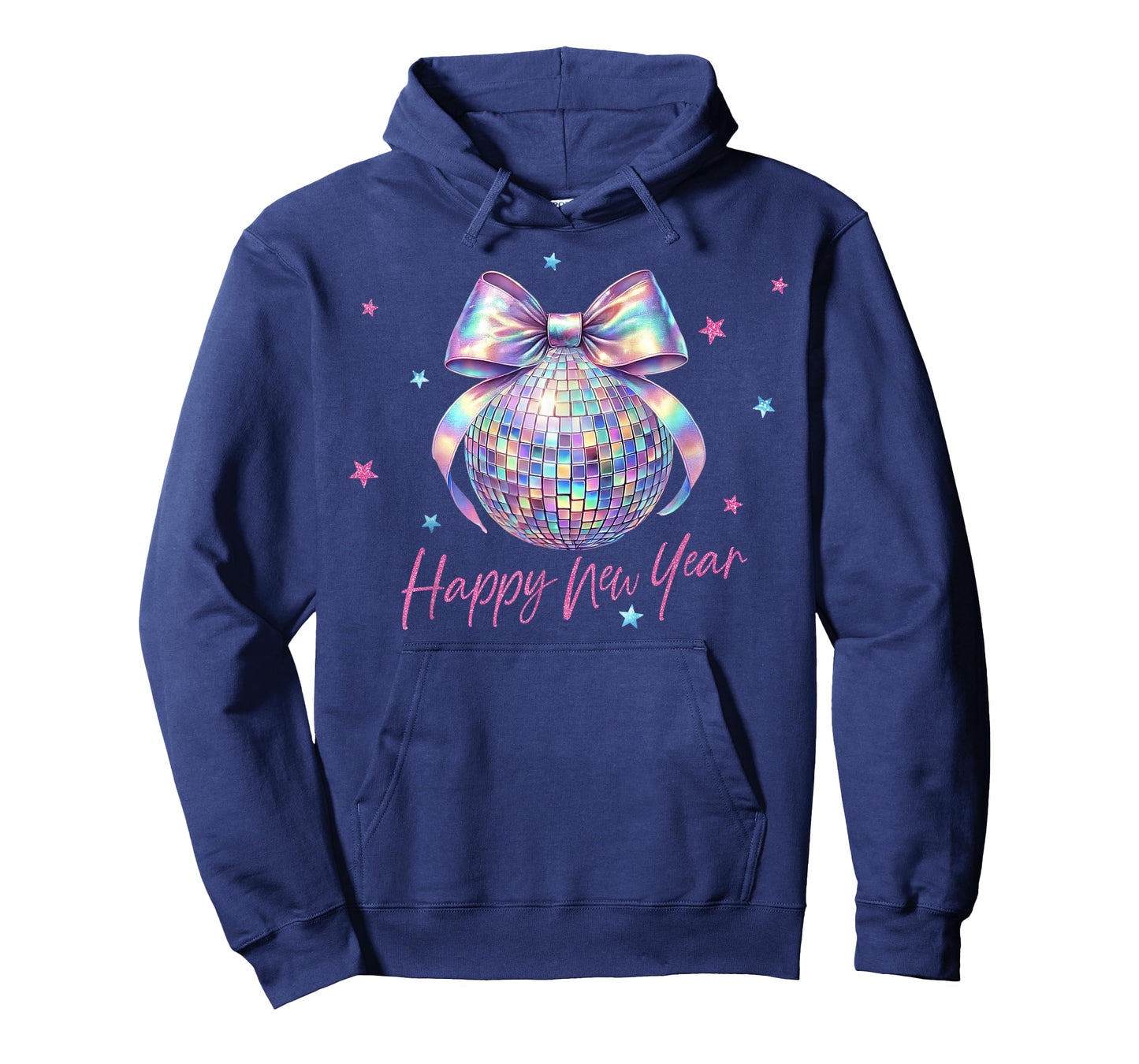 Happy New Year Cute Pink Disco Ball Bow New Year's Eve Girls T-Shirt
