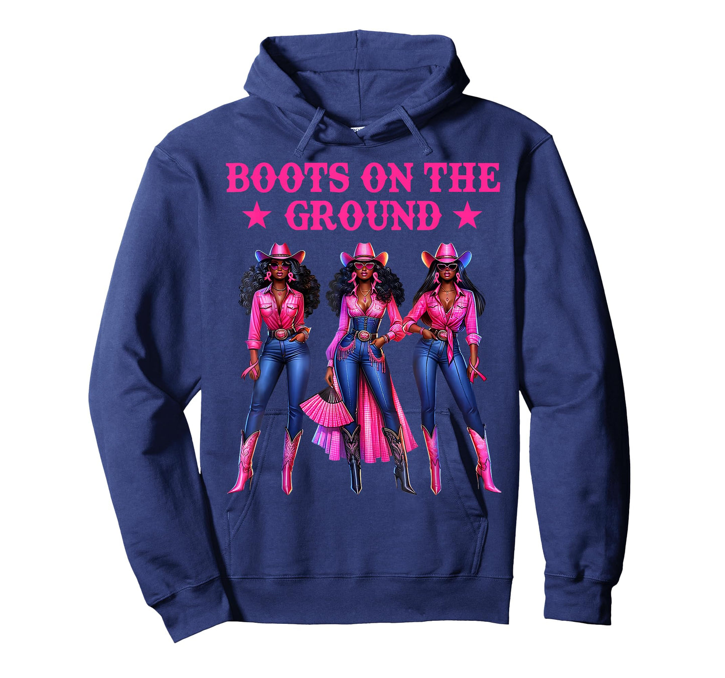 Boots On The Ground Pink Cowgirl Breast Cancer Awareness T-Shirt