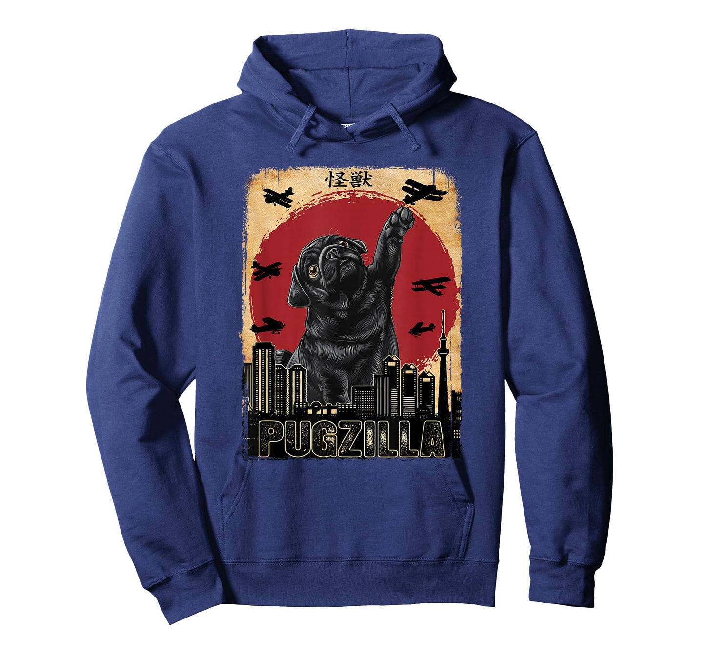 Rare Japanese Kaiju - Pugzilla Funny Black Pug T-Shirt