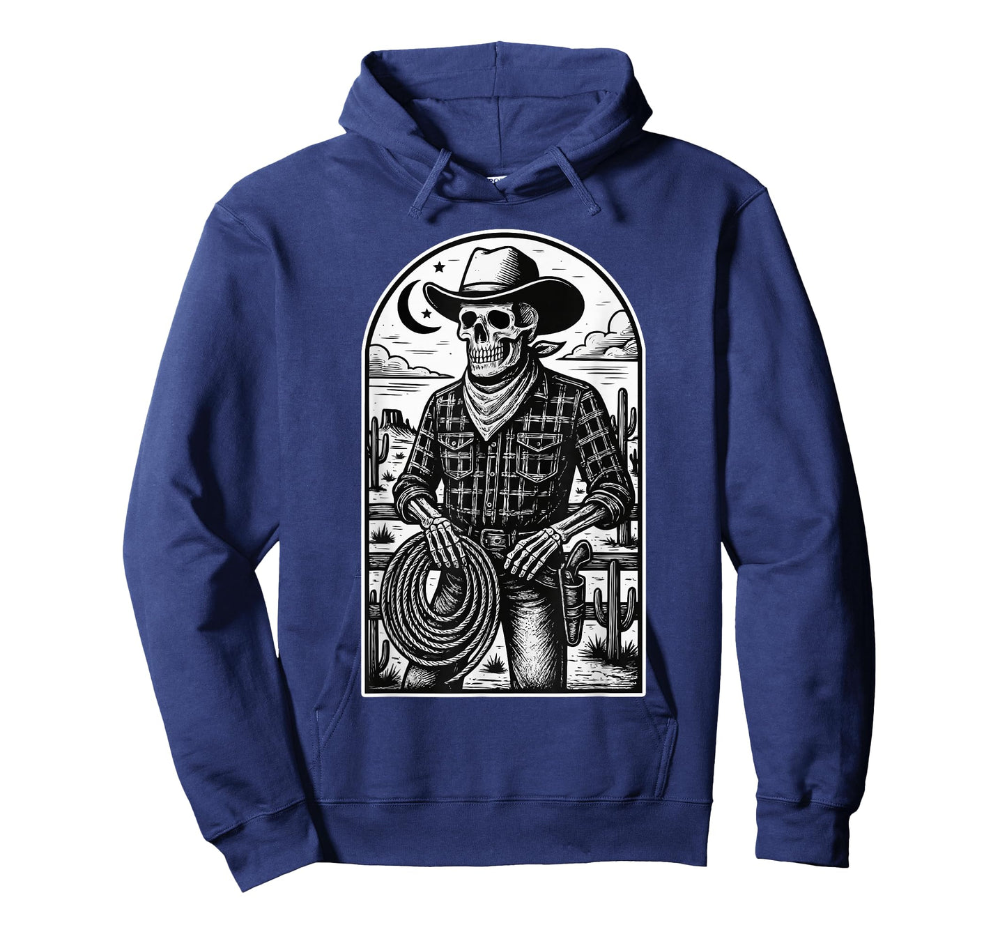 Skeleton Cowboy with Lasso Western Gothic Cactus Desert Moon T-Shirt