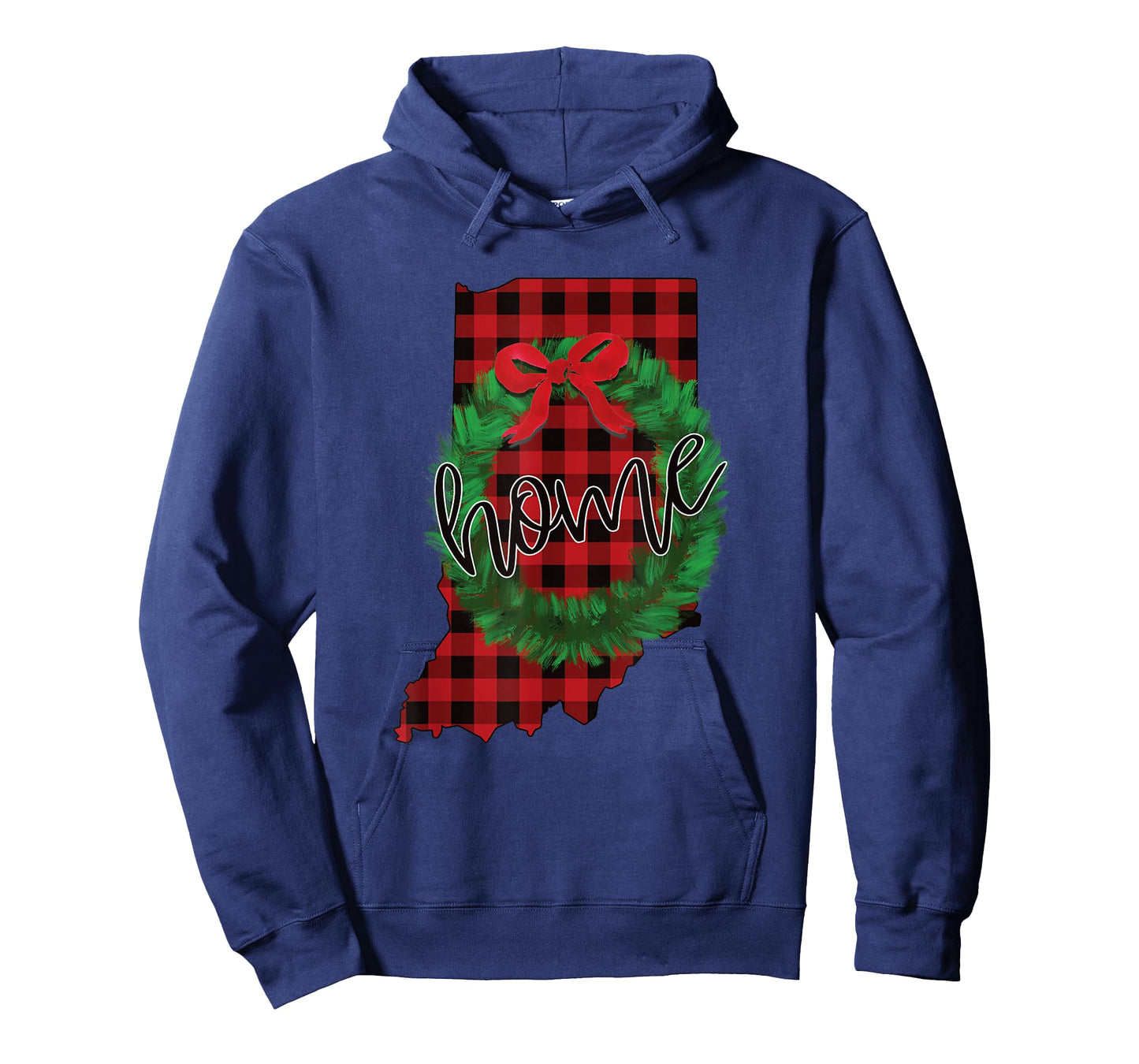 Indiana Buffalo Plaid Christmas Home Wreath Retro T-Shirt
