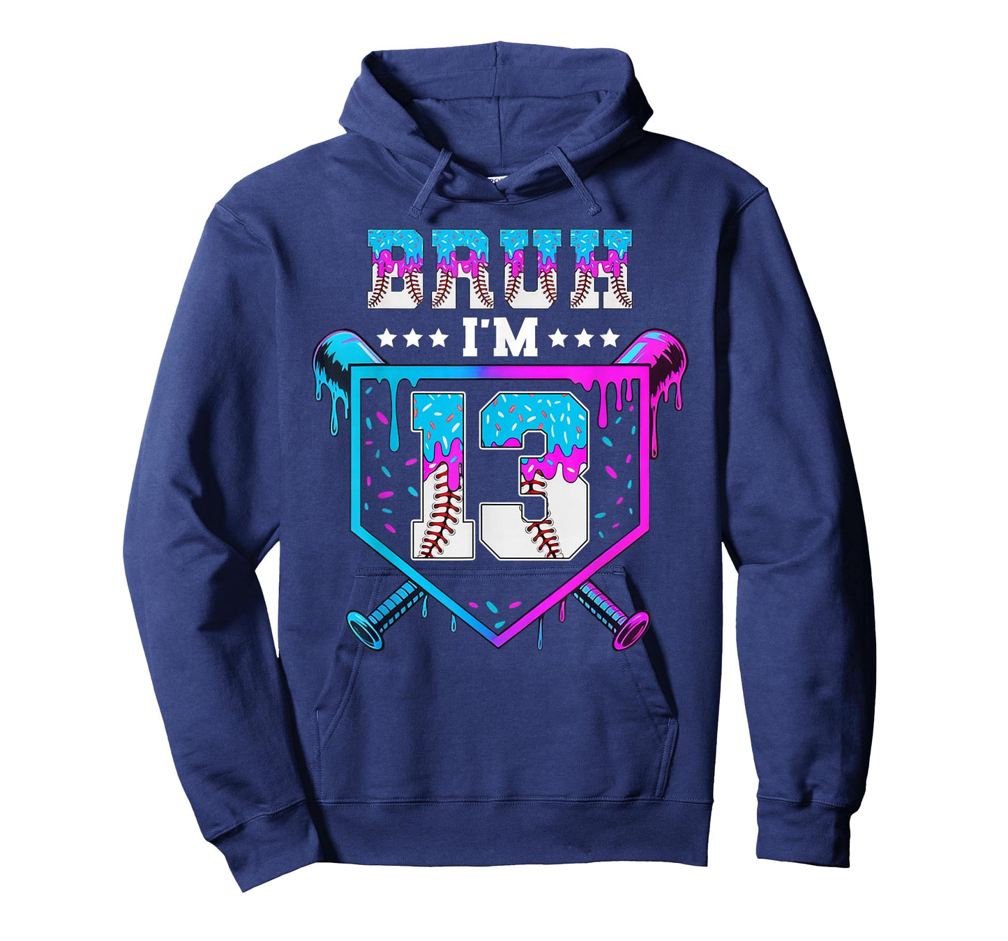 Bruh 13th Birthday Boy Baseball Ice Cream Drip 13 Year Old T-Shirt