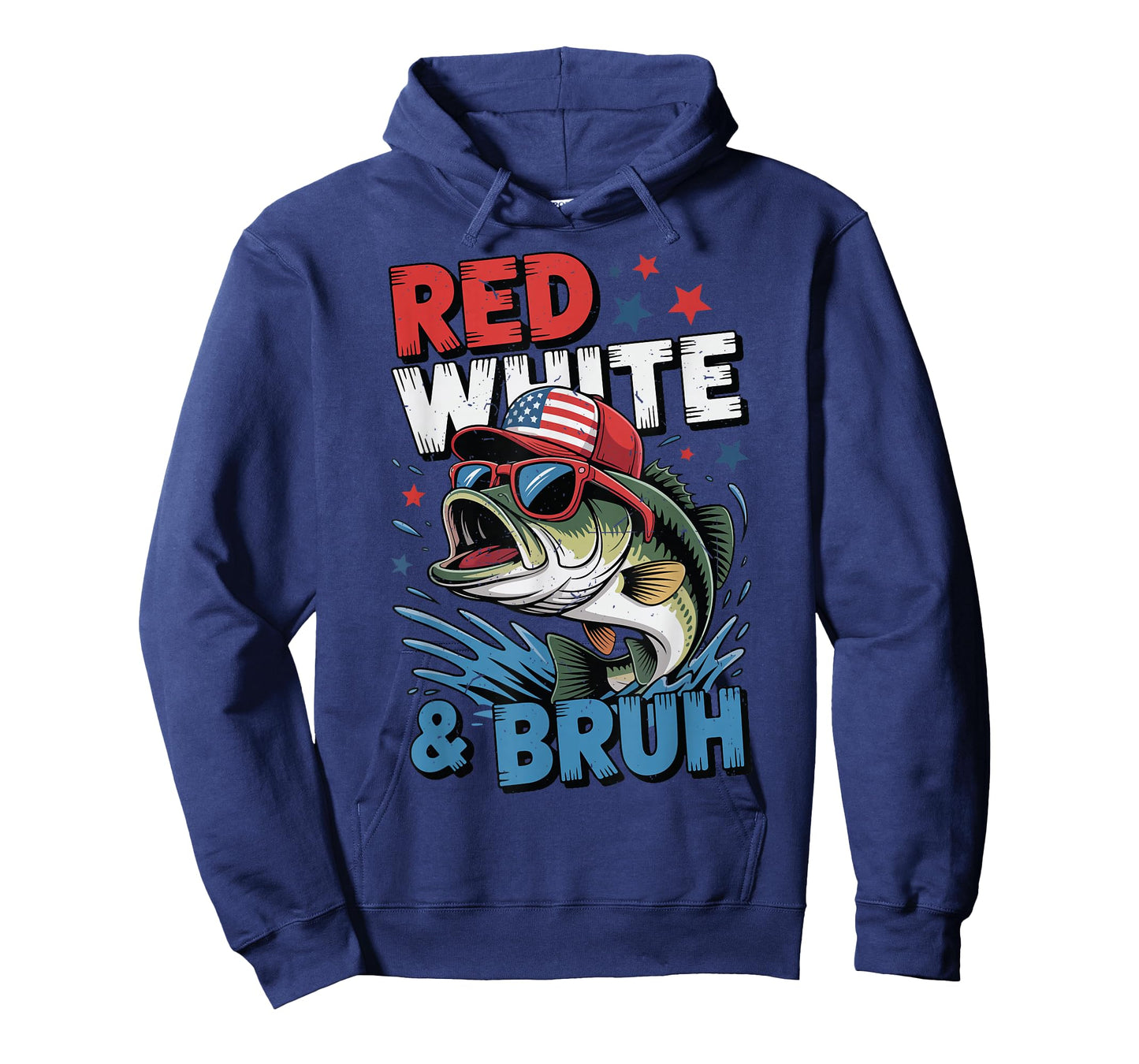 Bass Fish Red White & Bruh American Flag Fishing Patriotic T-Shirt