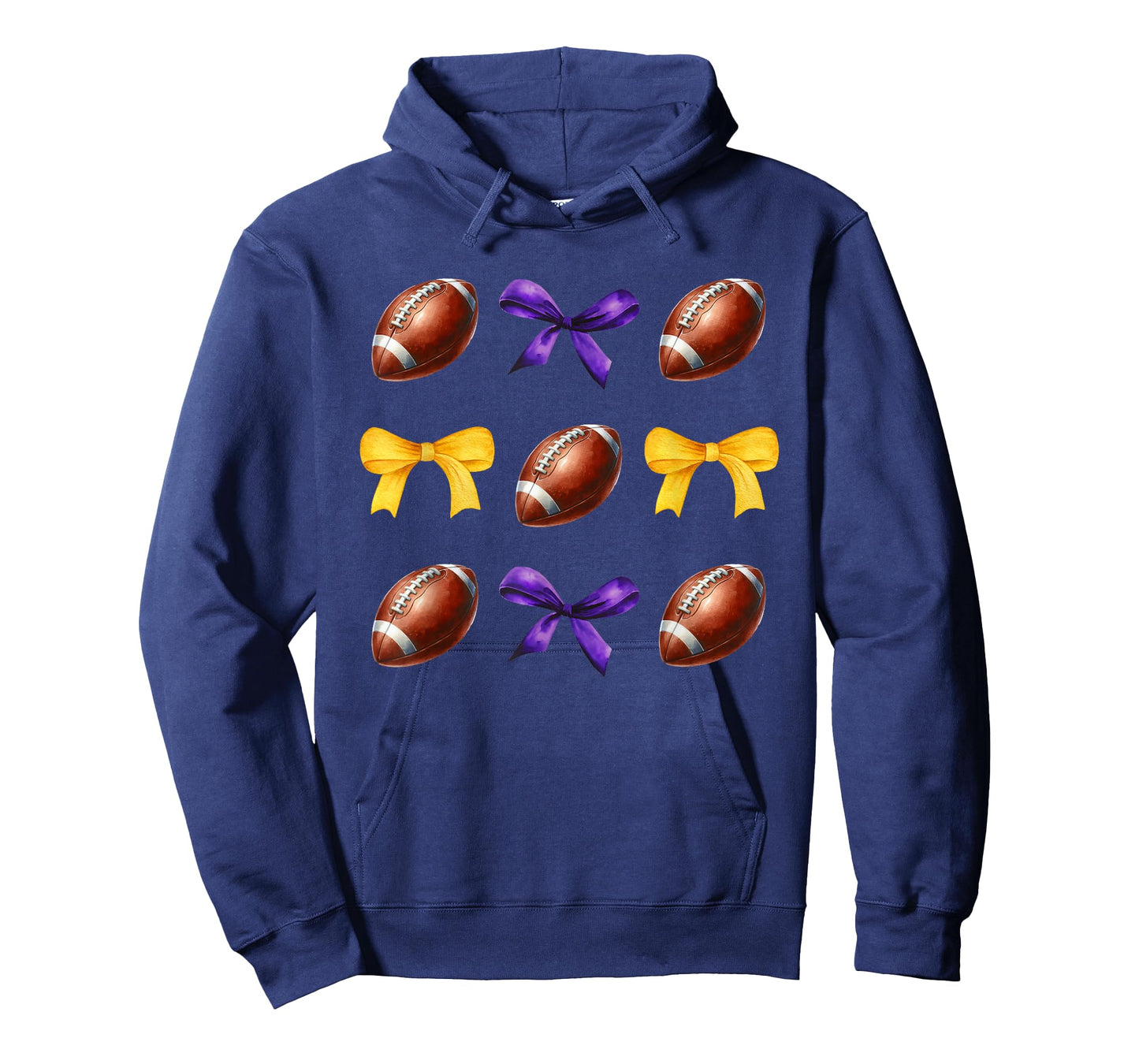 Footballs & Purple & Gold Bows Girls Fall Football Season T-Shirt