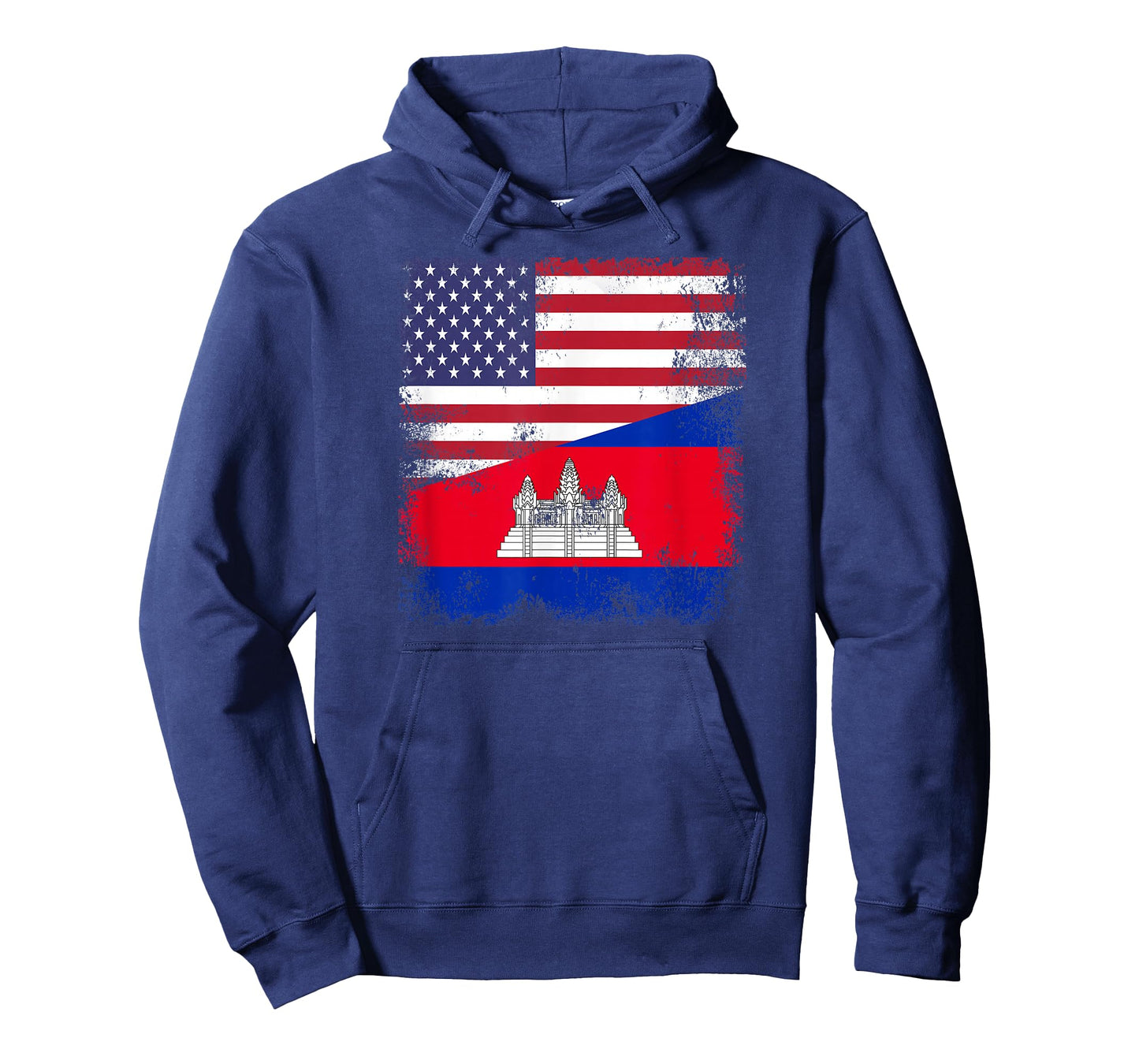 Half Cambodian Flag T-Shirt | Vintage Cambodia USA Gift T-Shirt