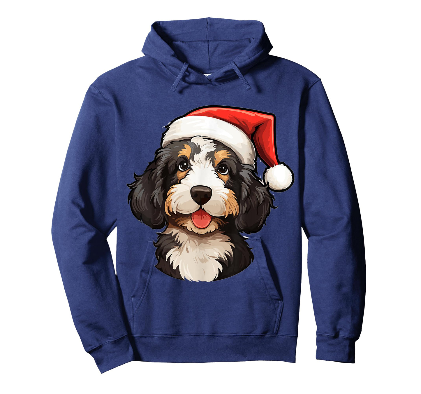 Bernedoodle Dog Breed with a Christmas Hat Men Women Kids T-Shirt