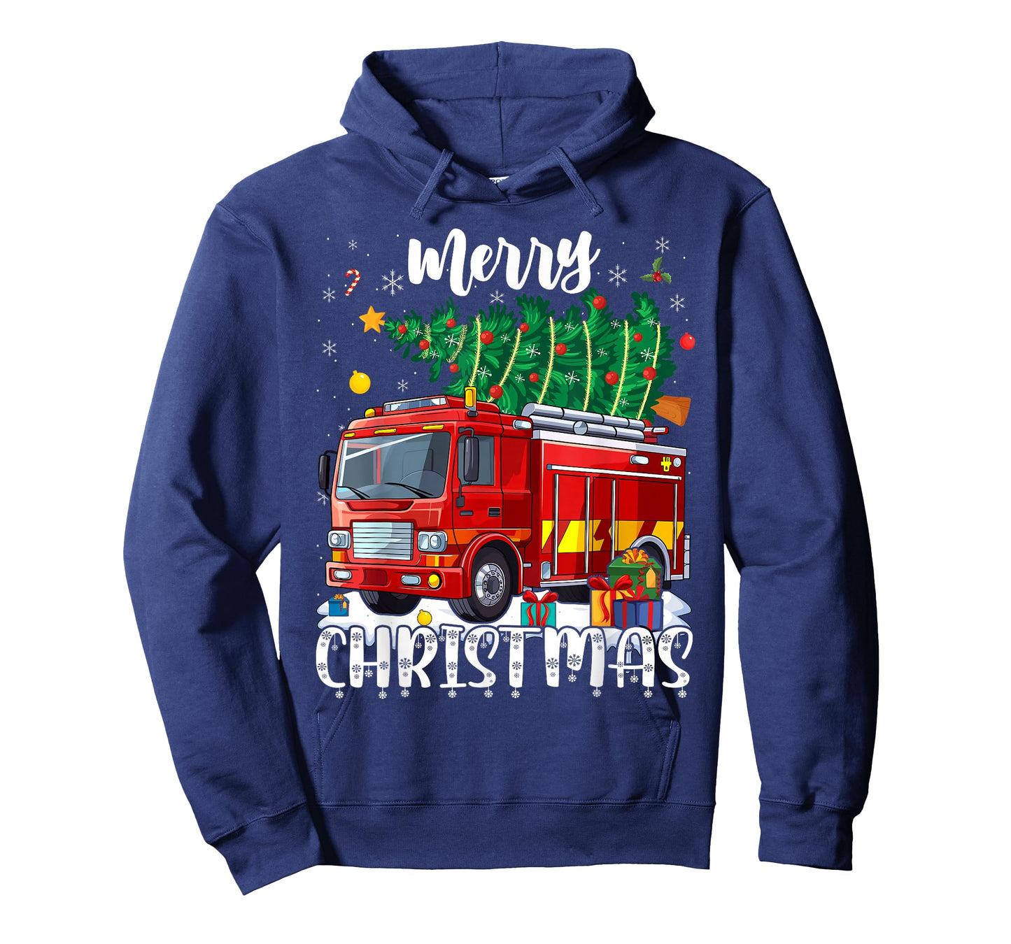 Merry Christmas Tree Firetruck Pajama Firefighter Fireman T-Shirt