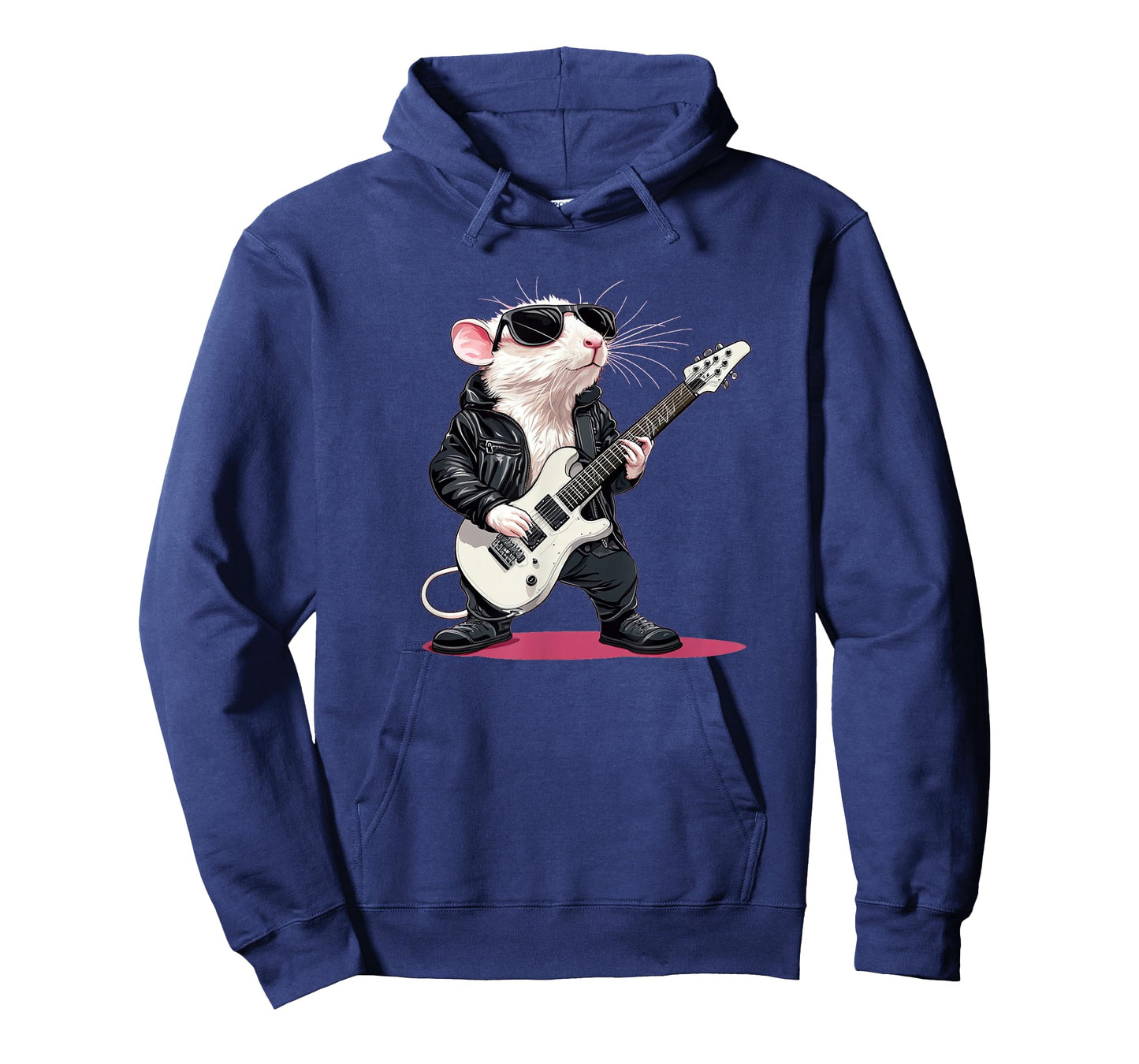 Casual White Rat with Cool Electric Guitar Costume T-Shirt