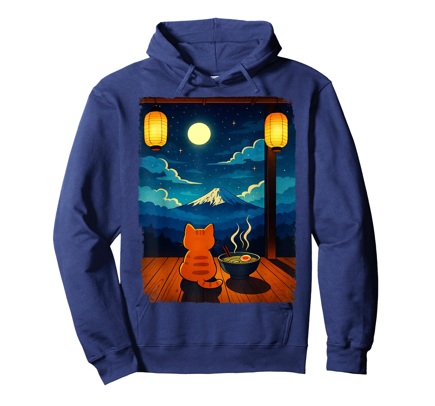 Cat Ramen Kawaii Mount Fuji Zen Aesthetic Japanese Graphic T-Shirt