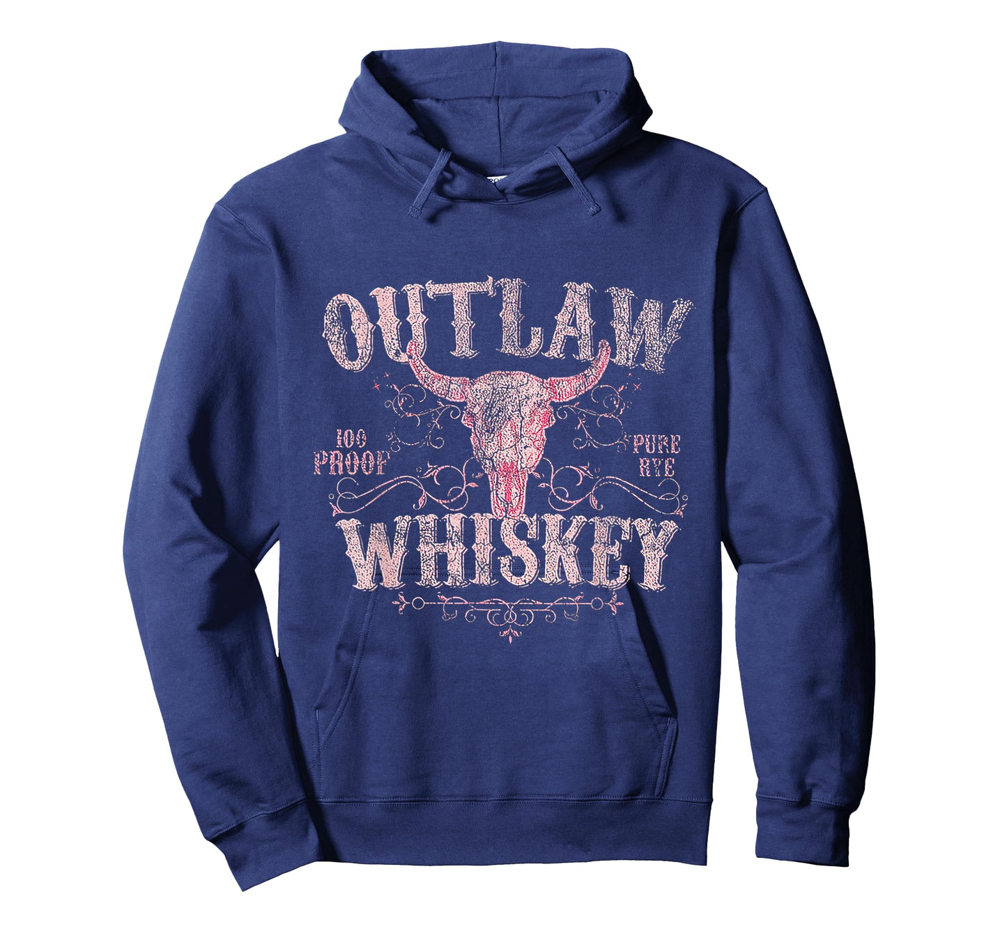 Outlaw Whiskey Bull Skull Western Country Vintage T-Shirt