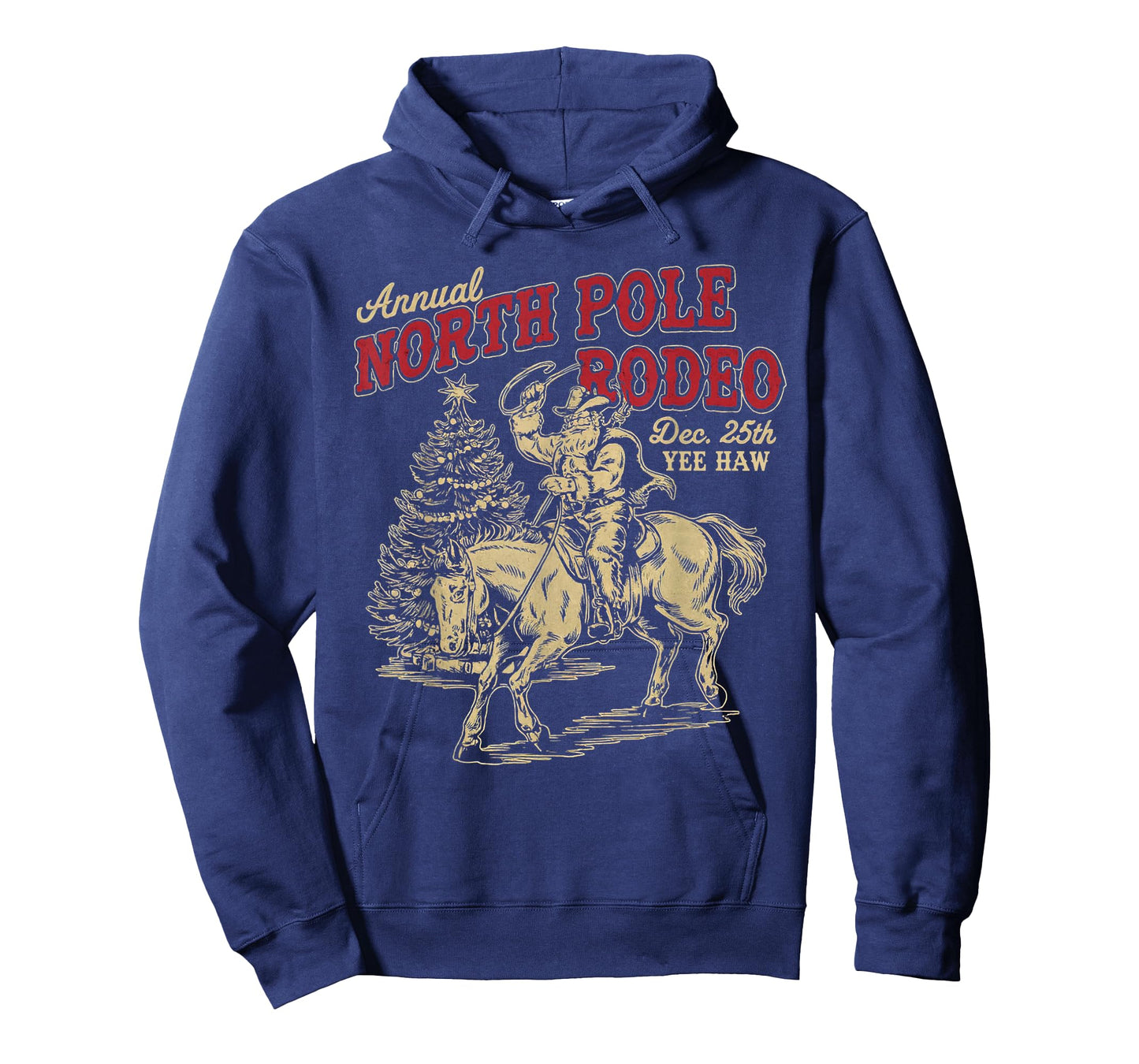 Vintage Annual North Pole Rodeo Santa Cowboy Christmas T-Shirt