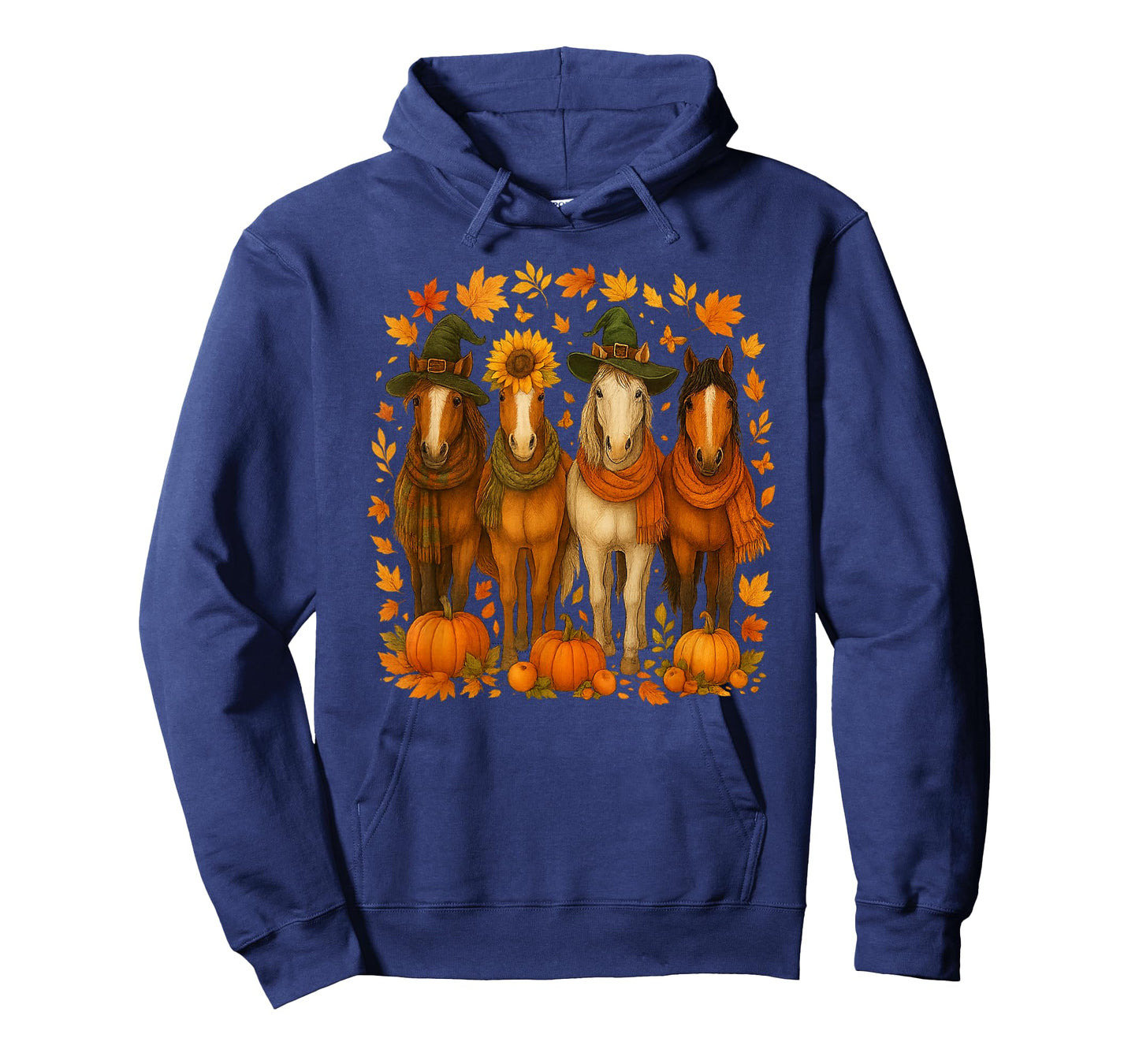 Fall Horse Thanksgiving Horse Autumn Leaves Western Horses T-Shirt