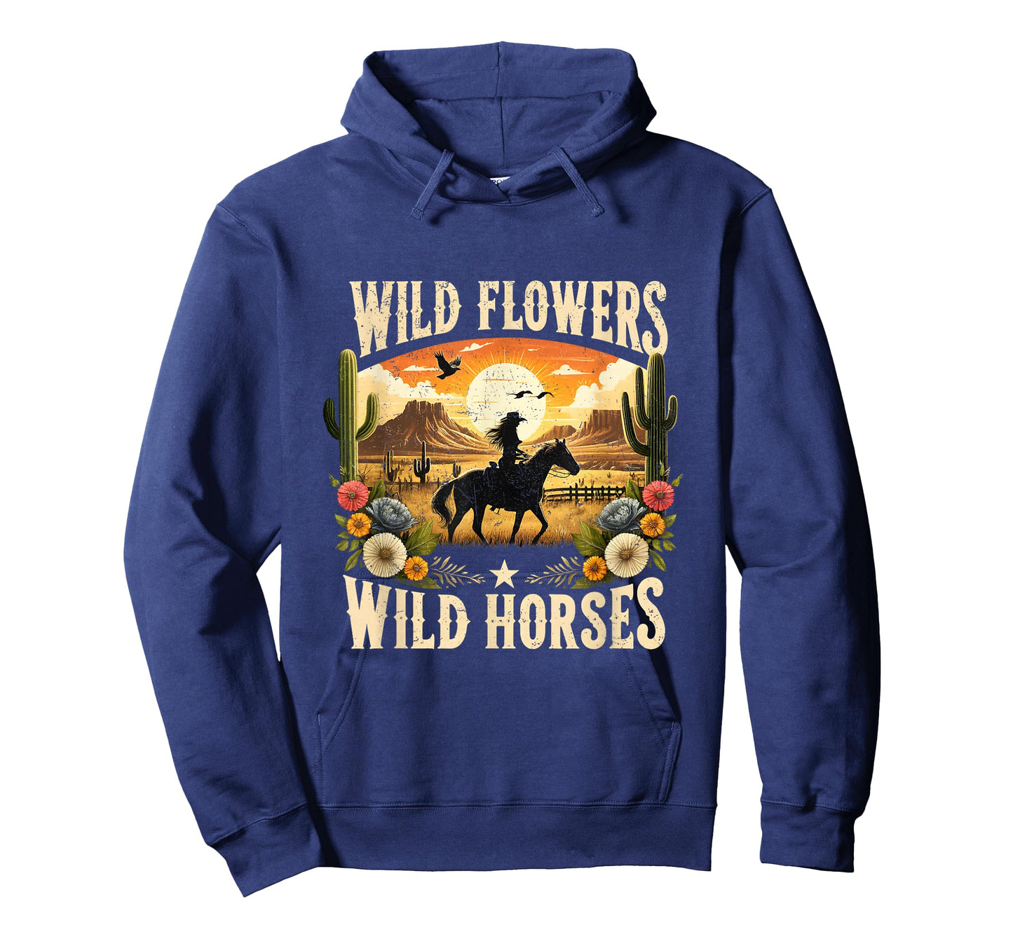 Wild Flowers Cowgirls Riding Horses Retro Western T-Shirt