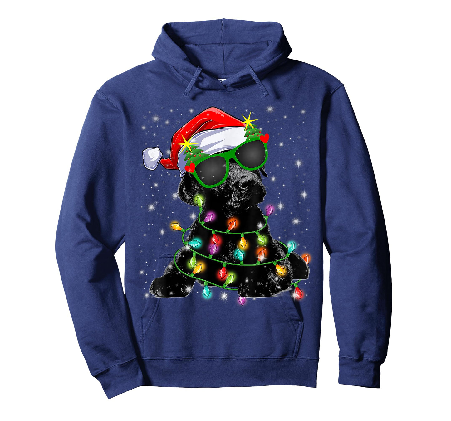 Black Labrador Christmas Tree Lights Dog Xmas Funny T-Shirt