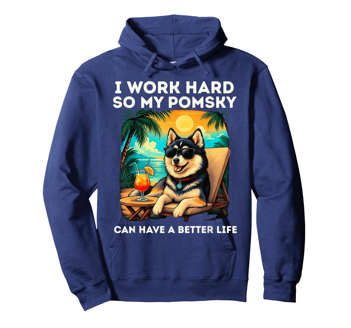 Pomsky Lover I Work Hard Design Funny Pomsky Dog T-Shirt
