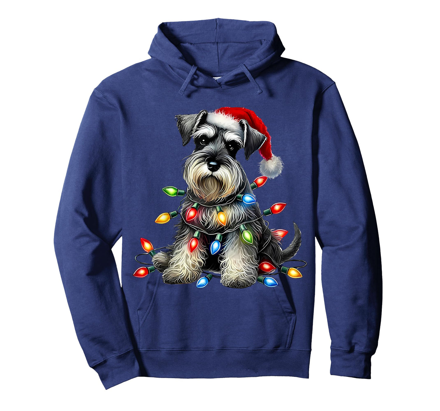 Christmas Schnauzer Dog Santa Hat Xmas Light Holiday Mom Dad T-Shirt
