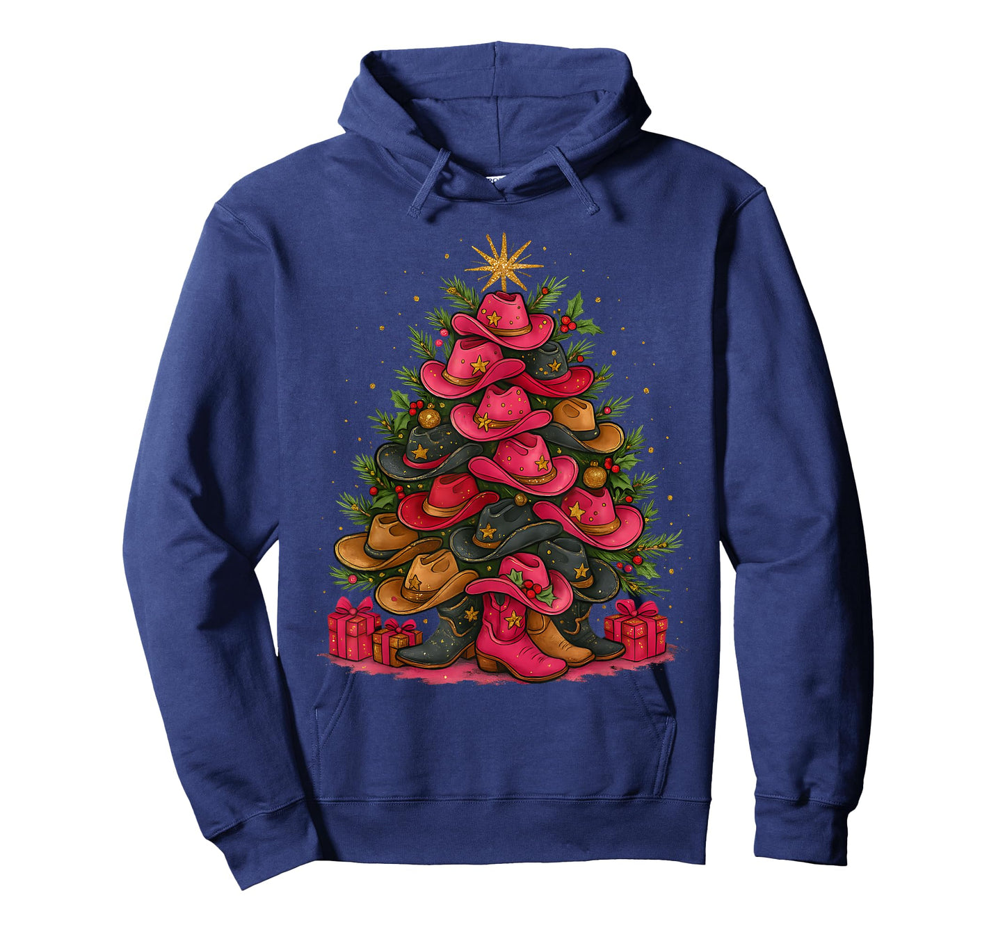 Western Cowboy Hat Christmas Tree Funny Holiday T-Shirt